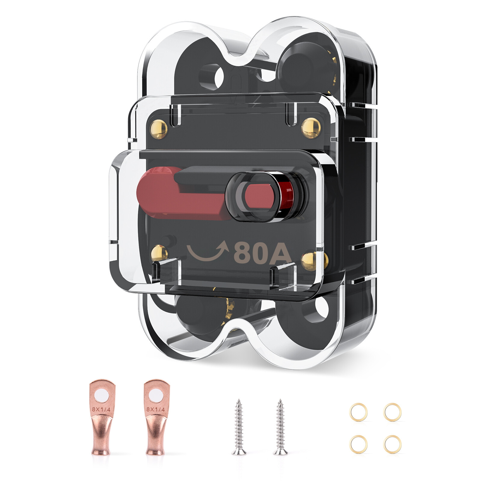 DC 12V 80 Amp Circuit Breaker Fuse Resettable for Trolling Motor Boat Waterproof