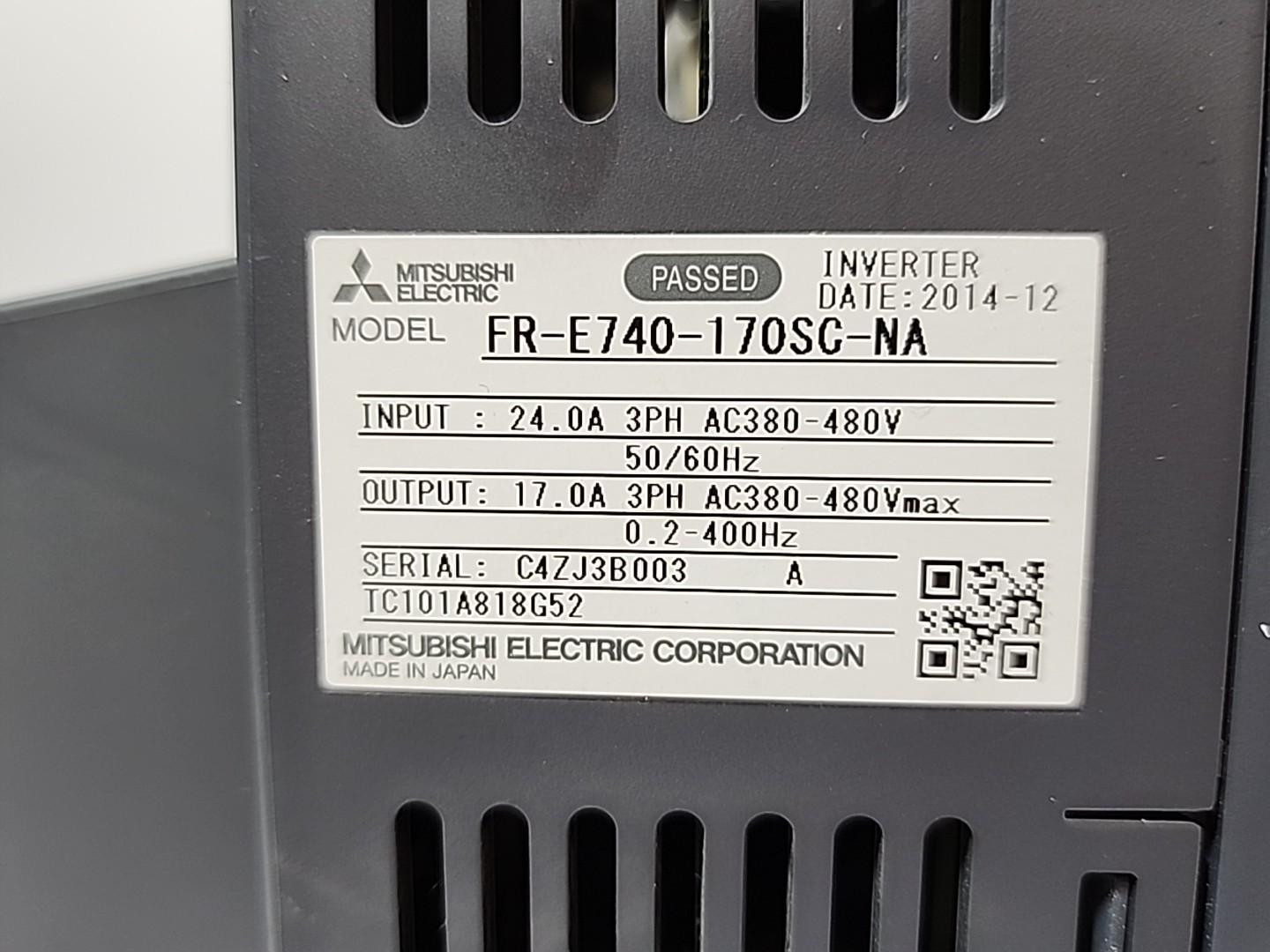MITSUBISHI FR-E740-170SC-NA VFD INVERTER 10HP 480V FR-A7NC BUNDLE