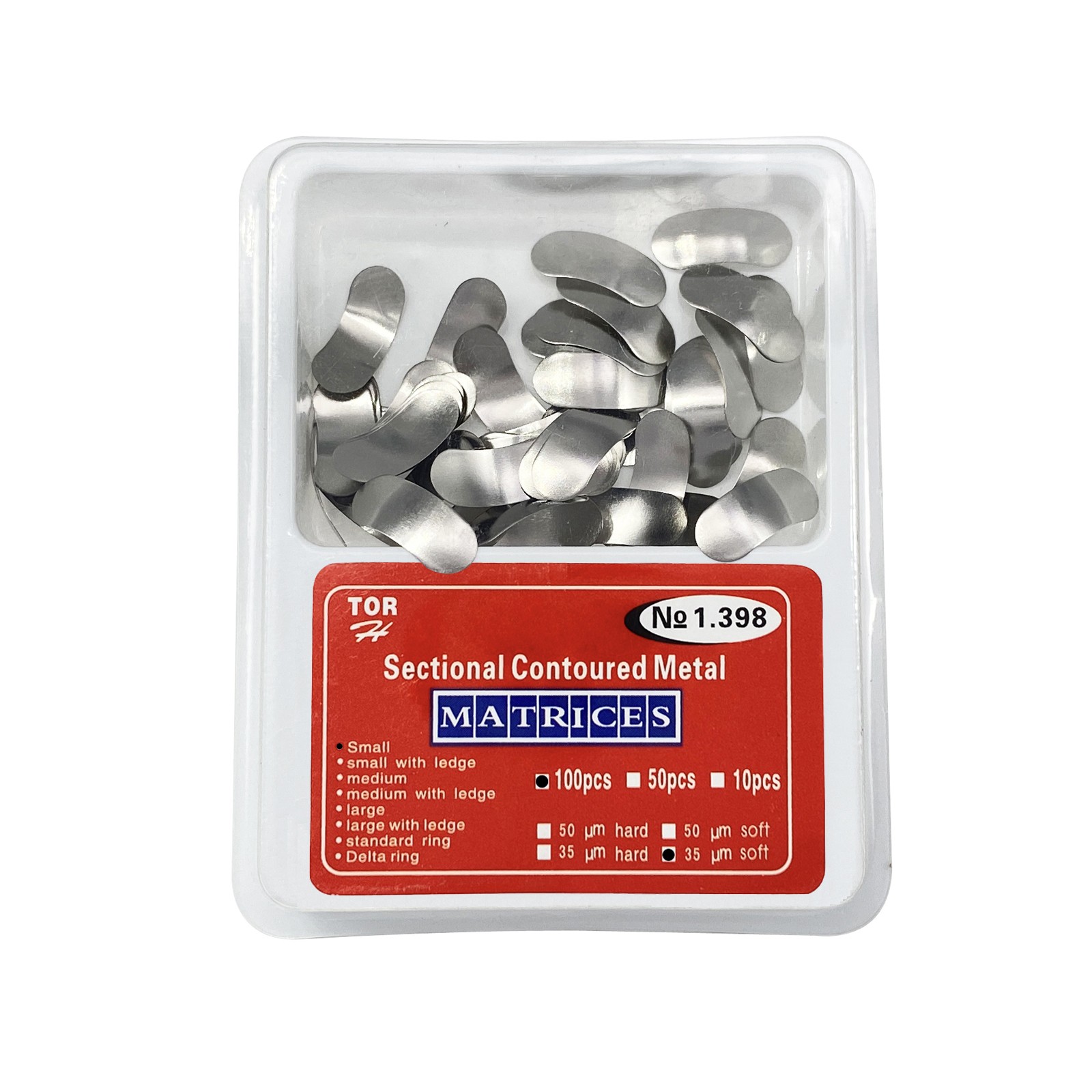 Dental Matrices Bands Sectional Contoured Metal Matrix bands soft S/M/L 35um