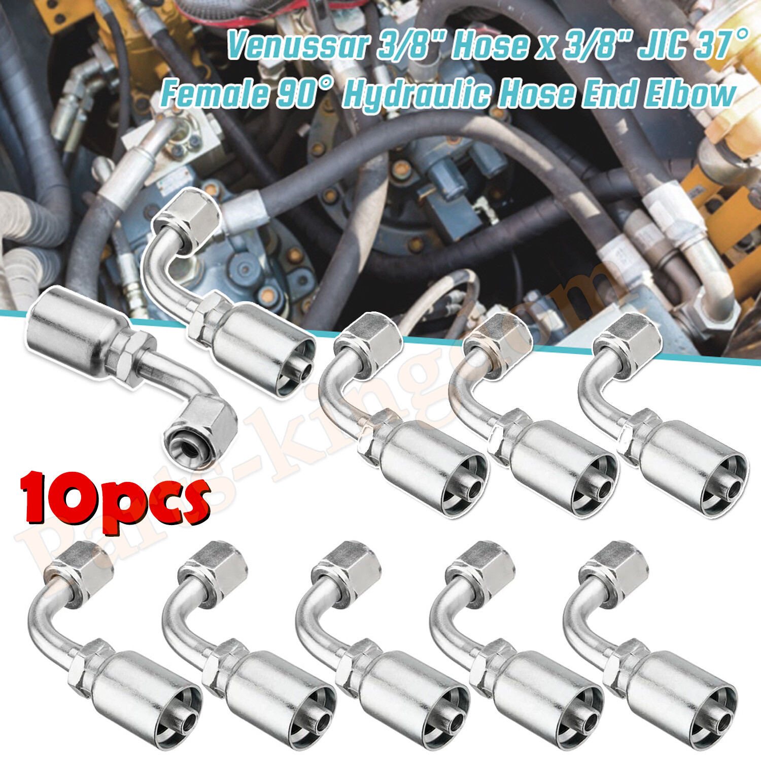 10 Pack 3/8″ JIC 37° Female 90° Elbow Hydraulic Hose Fittings For 3/8″ I.D. Hose