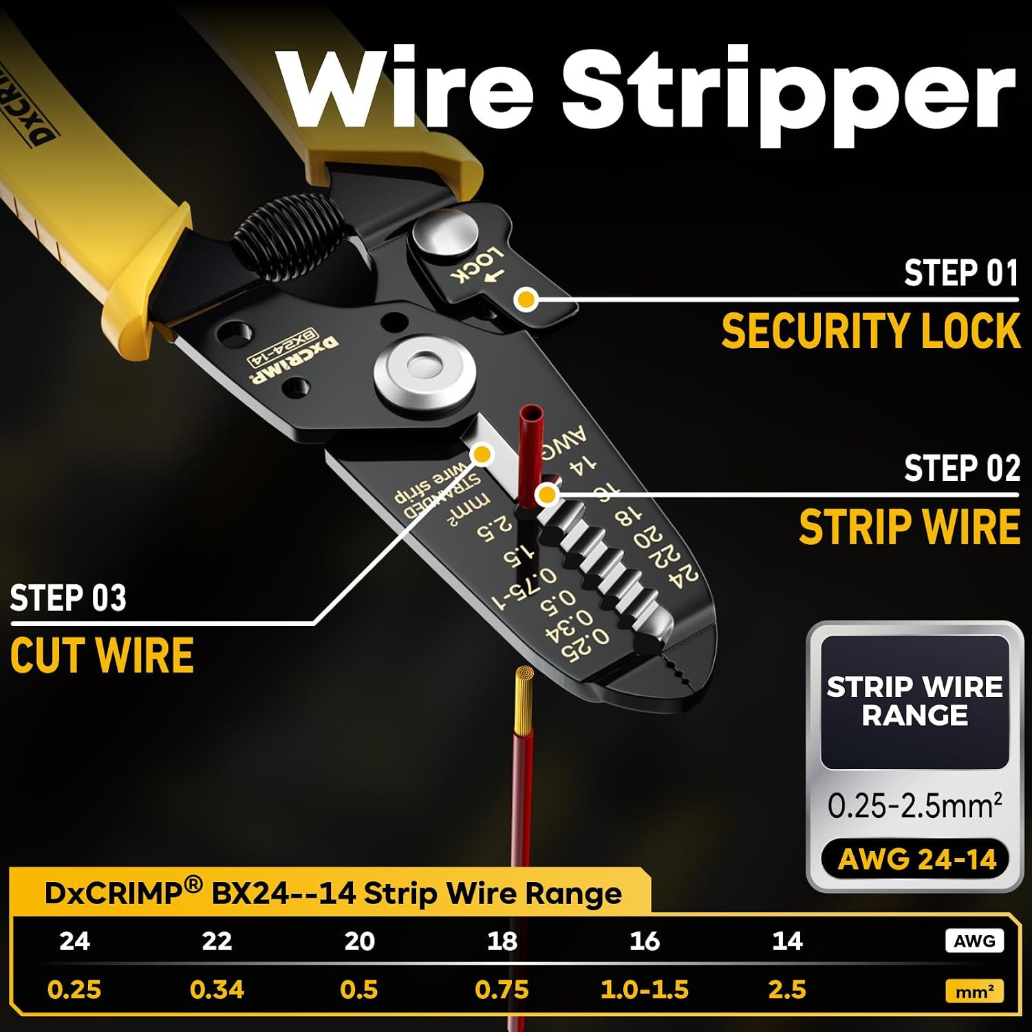 Crimping Tool for Spade Kit with Wire Stripper — Ratcheting Crimper Wire Termina