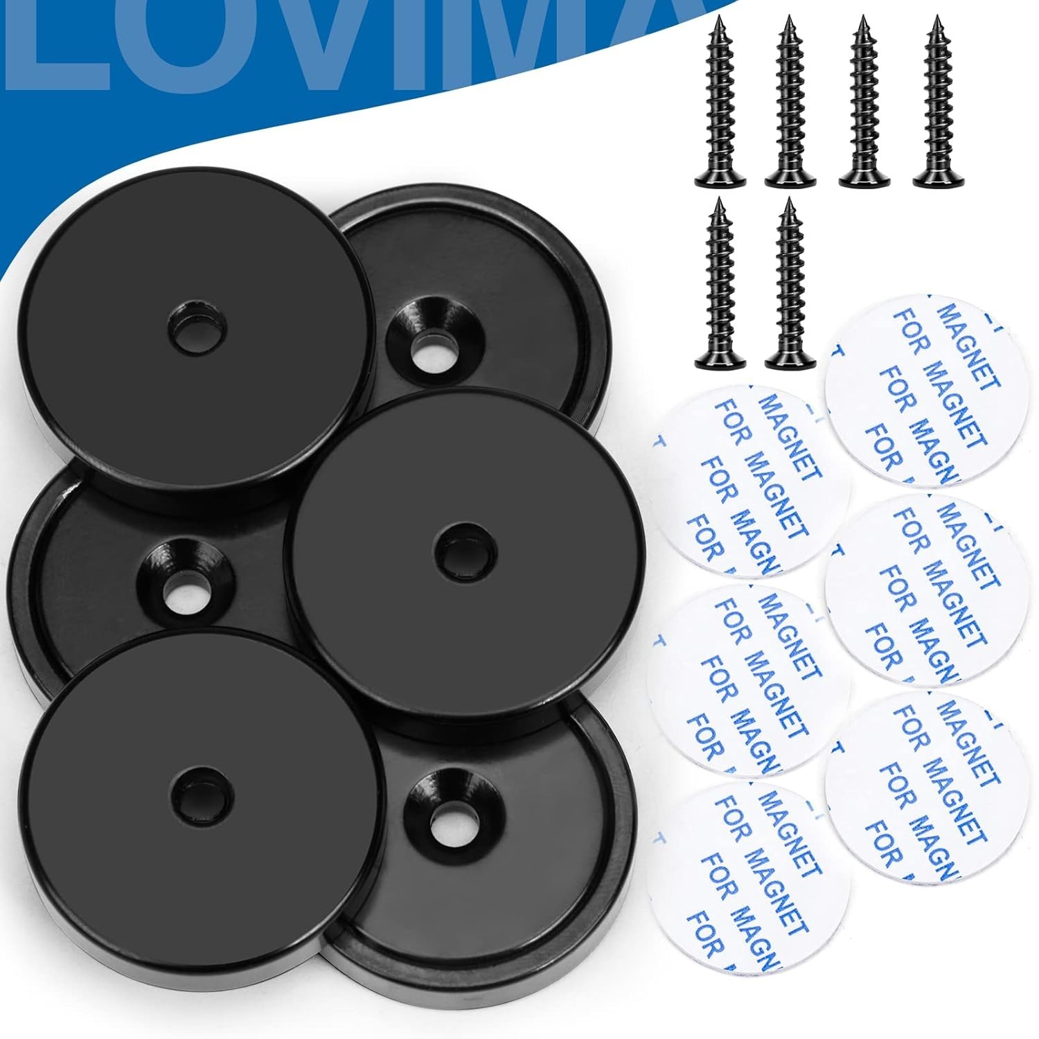 Neodymium Cup Magnets 110lb Waterproof Strong Wall Mount Magnets Pack of 6
