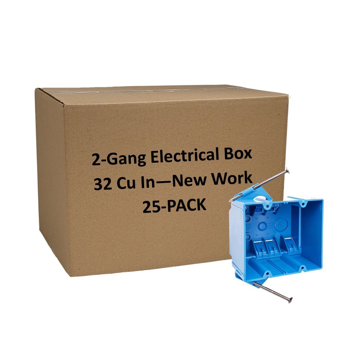 25-Pack 2-Gang Electrical Outlet/Switch Box 32 Cu In New Work Double Gang Blue