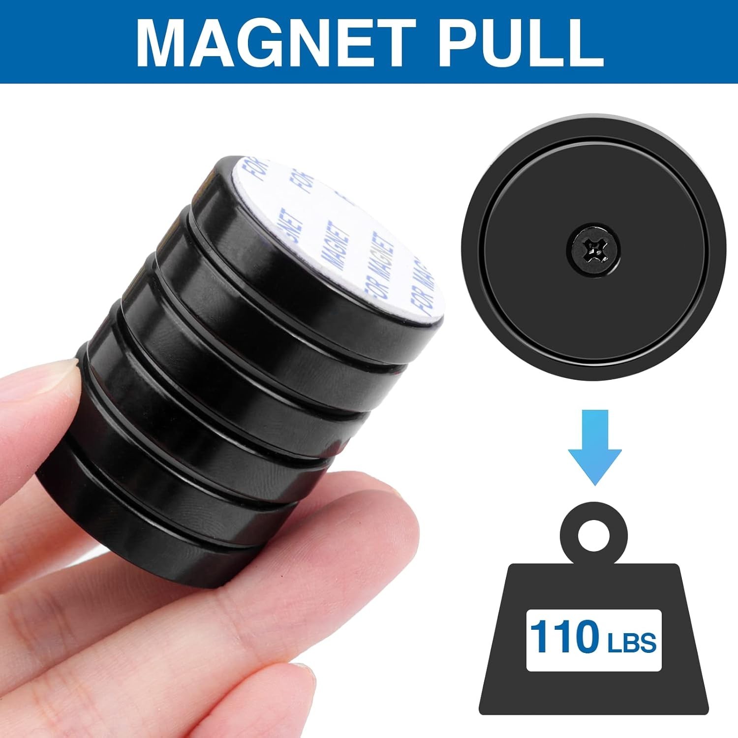 Neodymium Cup Magnets 110lb Waterproof Strong Wall Mount Magnets Pack of 6