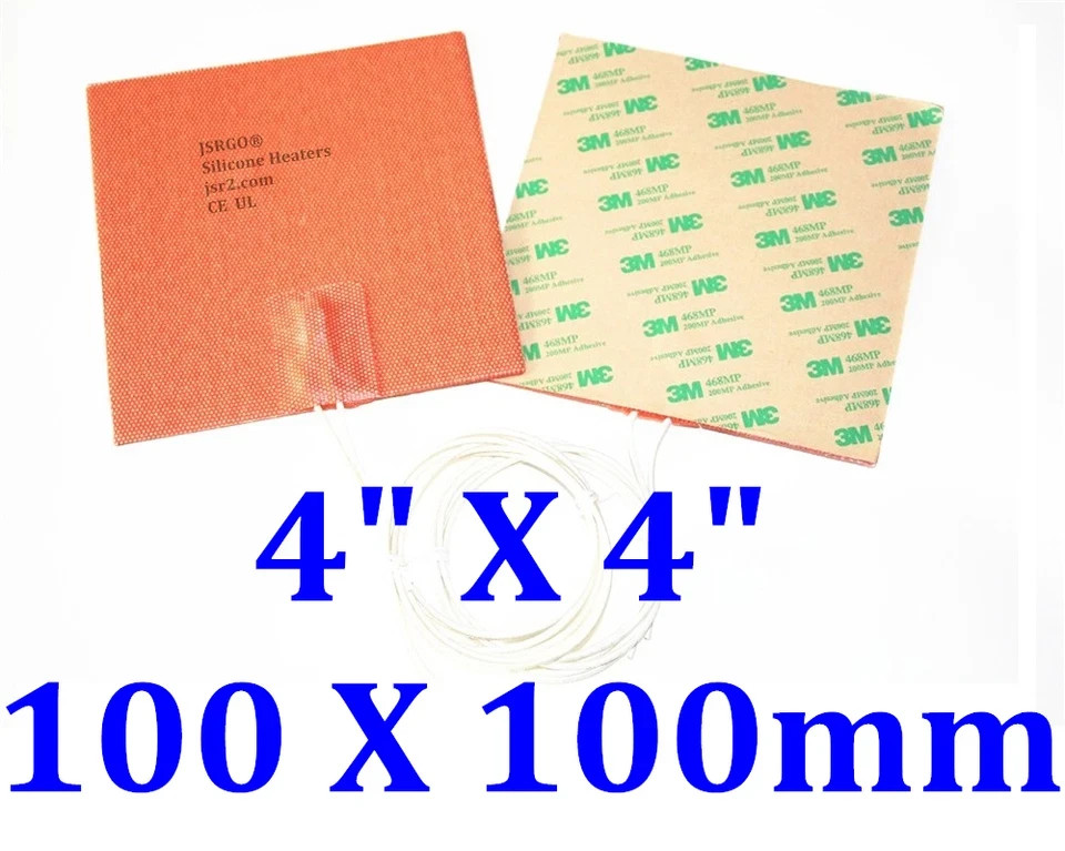 Silicone Rubber Heating Pad 4″x4″ 12V 35W 50W w/ Factory Direct Sale Custom