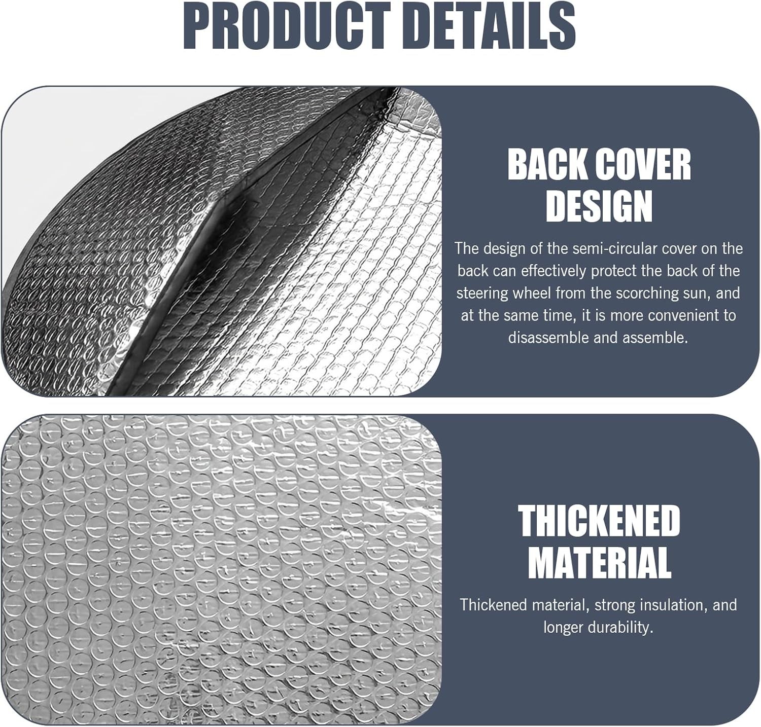 Universal Car Steering Wheel Sun Shade & Heat Shield, Aluminum Foil UV Protector