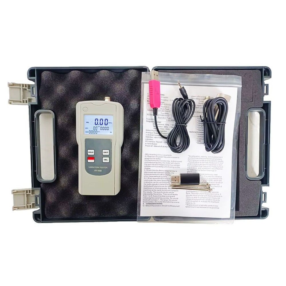 Handheld Vibration Meter with Velocity 0.1-400.0 mm/s Software and USB Cable