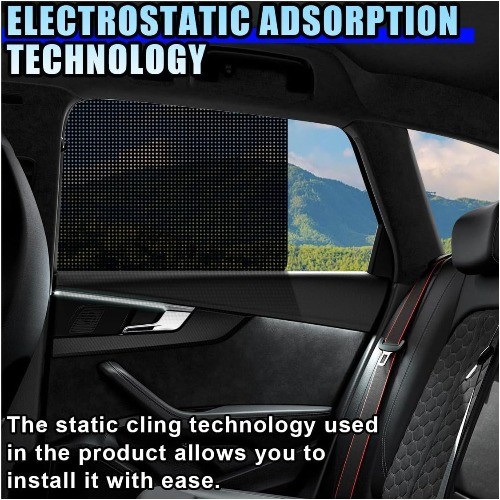 2PCS Reusable Static Cling Car Window Shades, UV & Heat G Size: Mesh Hole-2PCS