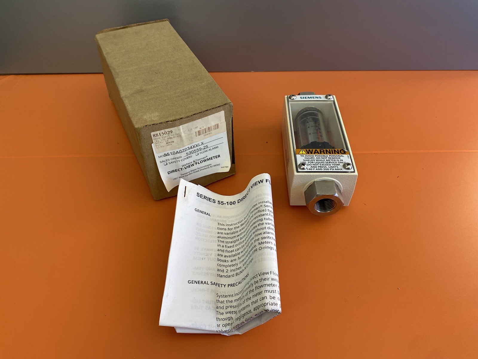 Wallace&Tiernan 5510A02234XXLX Direct-View Flowmeter 0-100 Percent 1/2”