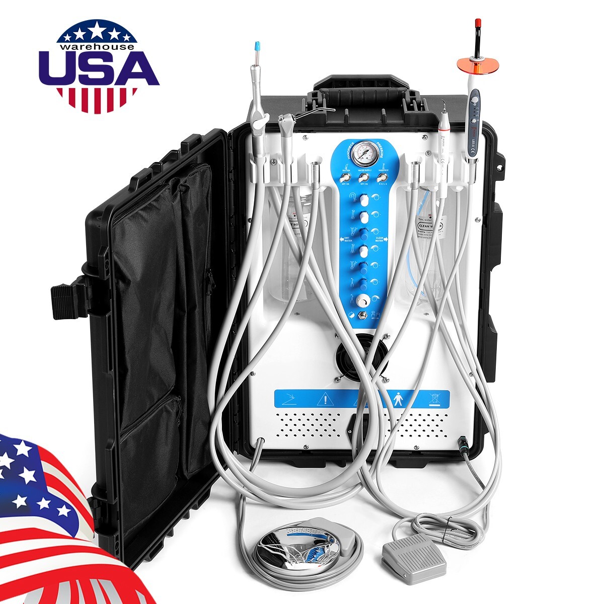 FDA Portable Dental Delivery Unit High Suction System Air Compressor 4 Hole