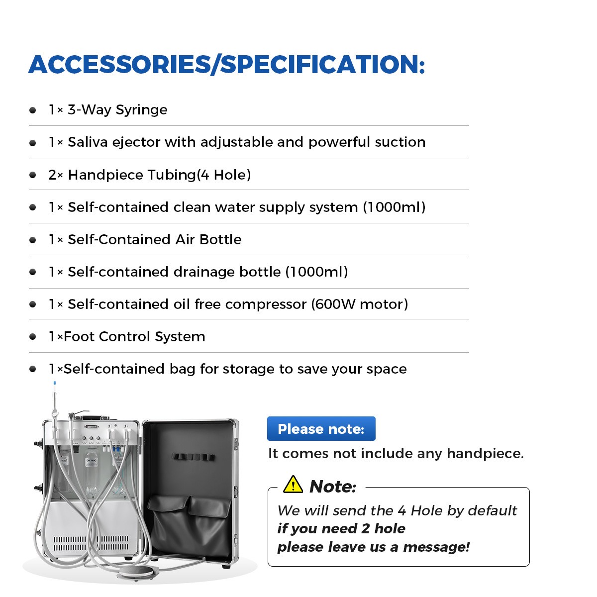 Portable Dental Delivery Unit High-Strength Aluminum Box with Air Compressor
