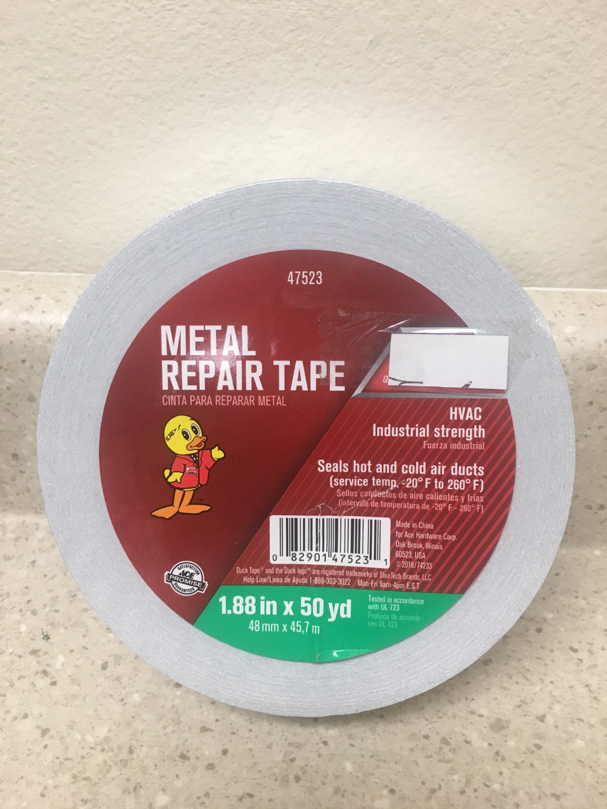 1.88 in. W X 50 yd L Silver Metal Repair Tape