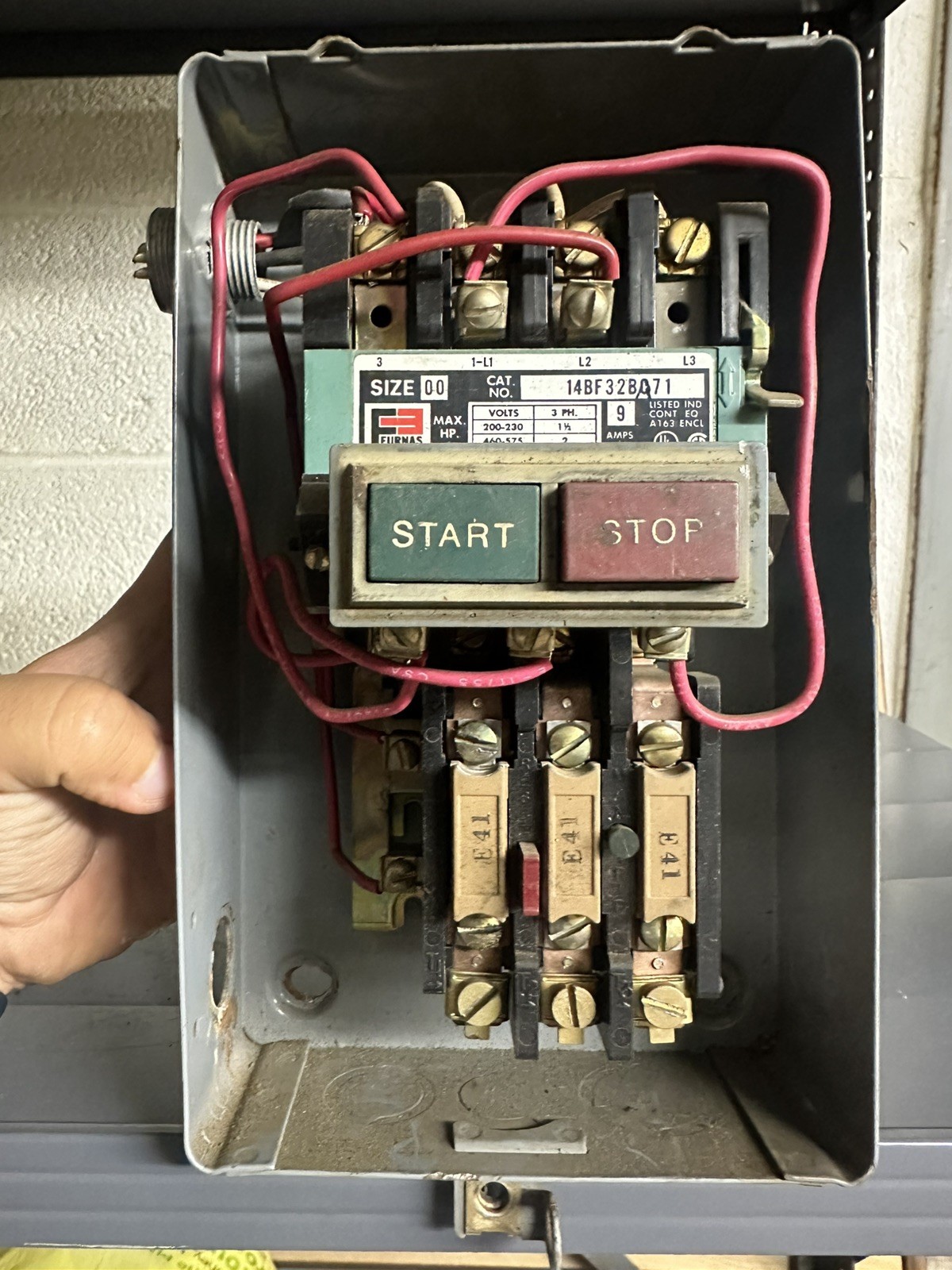 Furnas 14BF32BA71 Three Phase Magnetic Starter Size 00 9 Amp Max W Control Switc