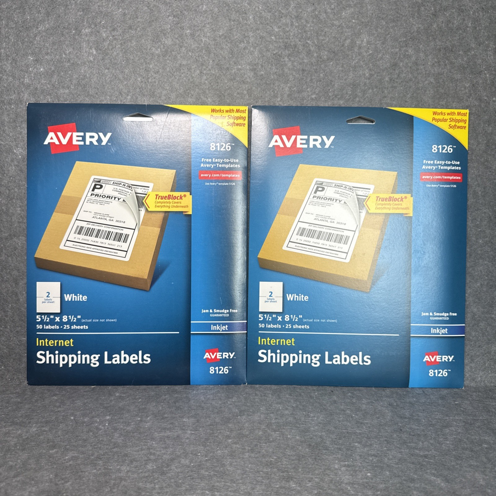 AVERY 8126 5.5″ x 8.5″ Internet Shipping Labels Lot (x2) 100 Total Labels NEW