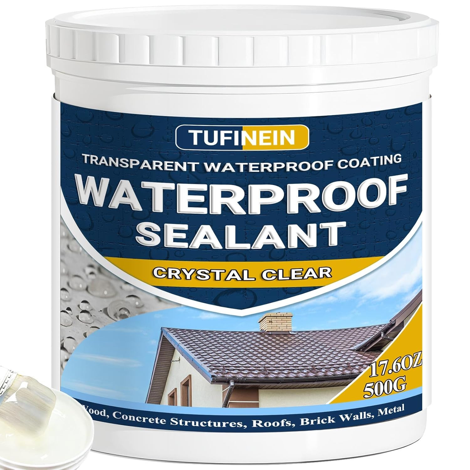 Waterproof Sealant 17.6oz Clear TUFINEIN Transparent Coating Water-Based Agent