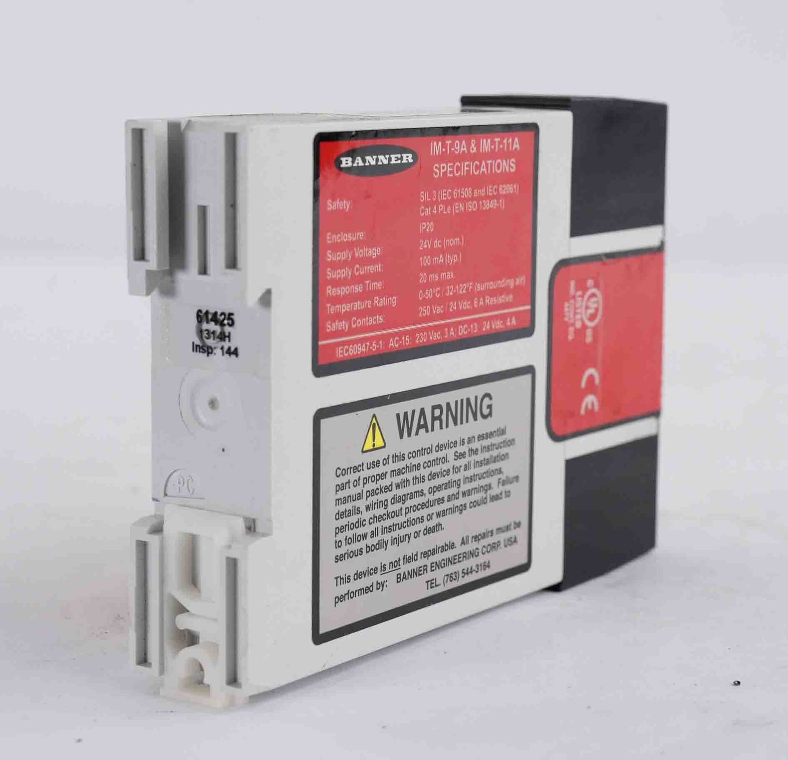 Banner IM-T-9A IM-T-11A Interface Safety Relay Module 24VDC 6A 100mA 20ms