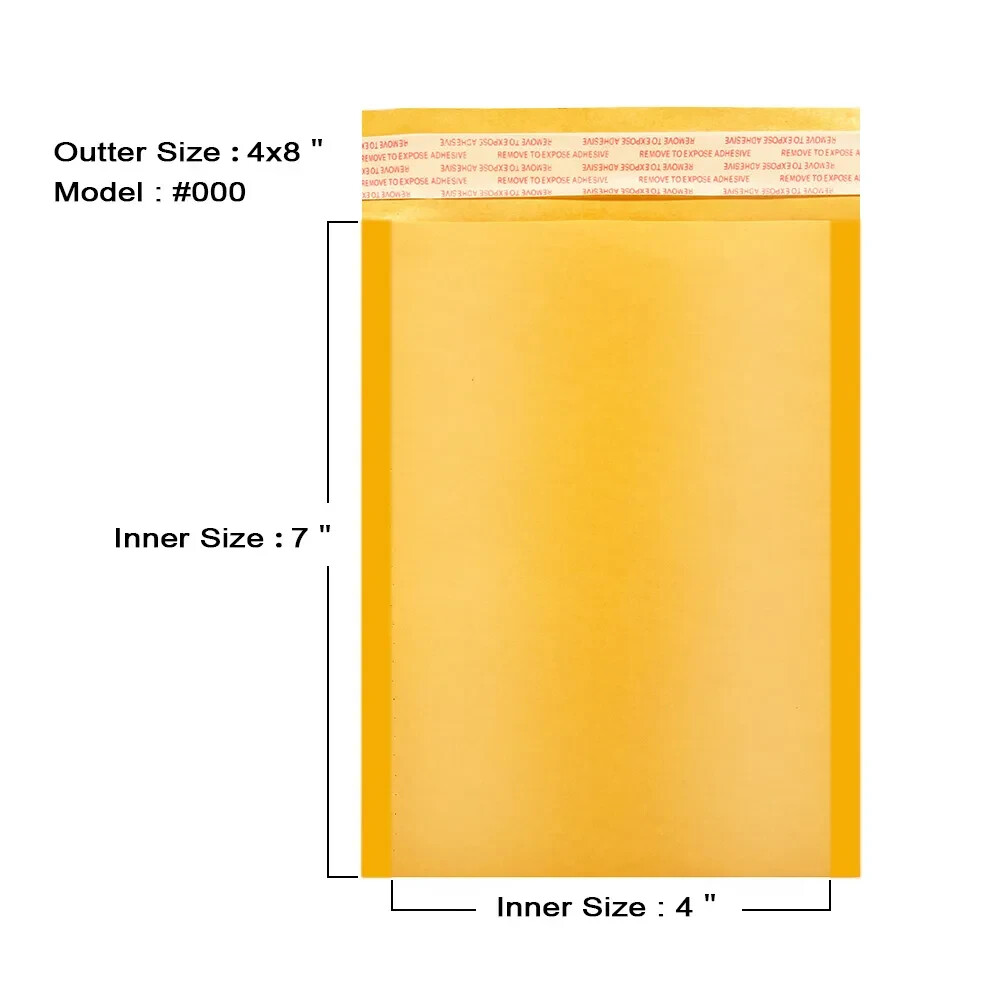 Made In USA 25 Pcs CoolPKG #000 4″x8″ Kraft Bubble Mailer Shipping Envelope 4*8