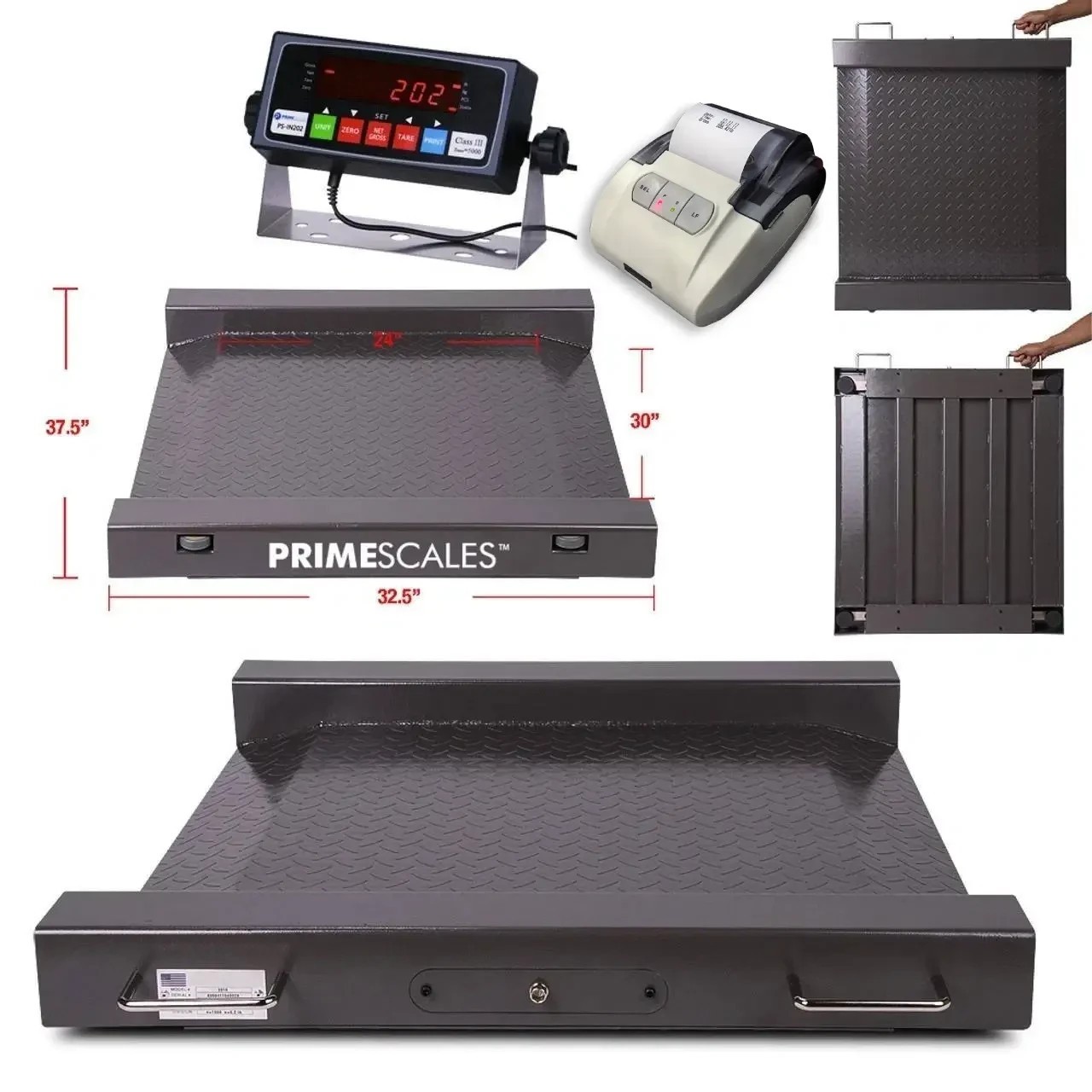 Floor Scale Drum Scale Stainless Steel Indicator 1000 lb Legal for Trade Printer