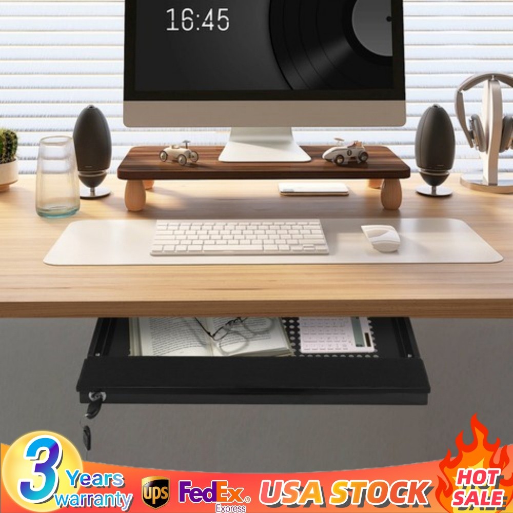 Slide Out Under Desk Keyboard Tray Pull Out Keyboard Drawer Shelf Vented Design