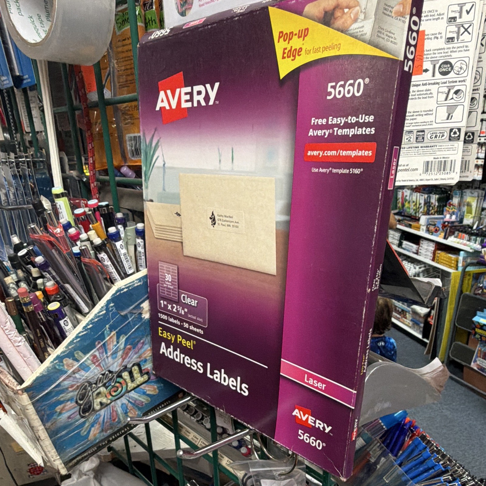 Avery 5660 Easy Peel Clear Address Labels 1″ x 2-5/8″ for Laser Printers