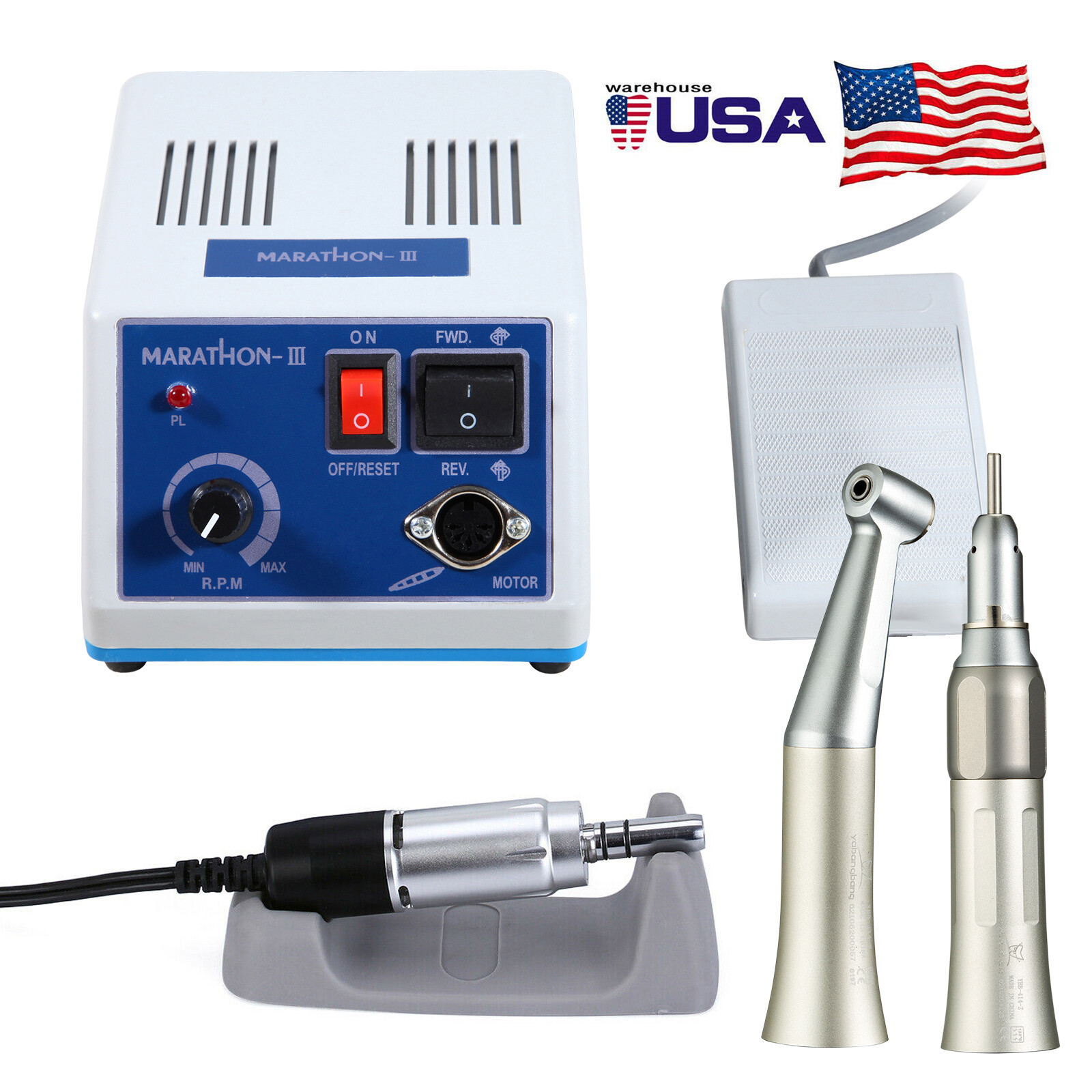 Lab Marathon Electric Micromotor 35K RPM+Contra Angle Straight TZW Dental
