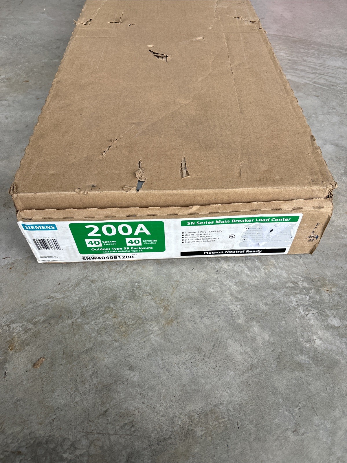 SIEMENS SNW4040B1200 200 Amp 40-Space 40-Circuit Main Breaker Load Center