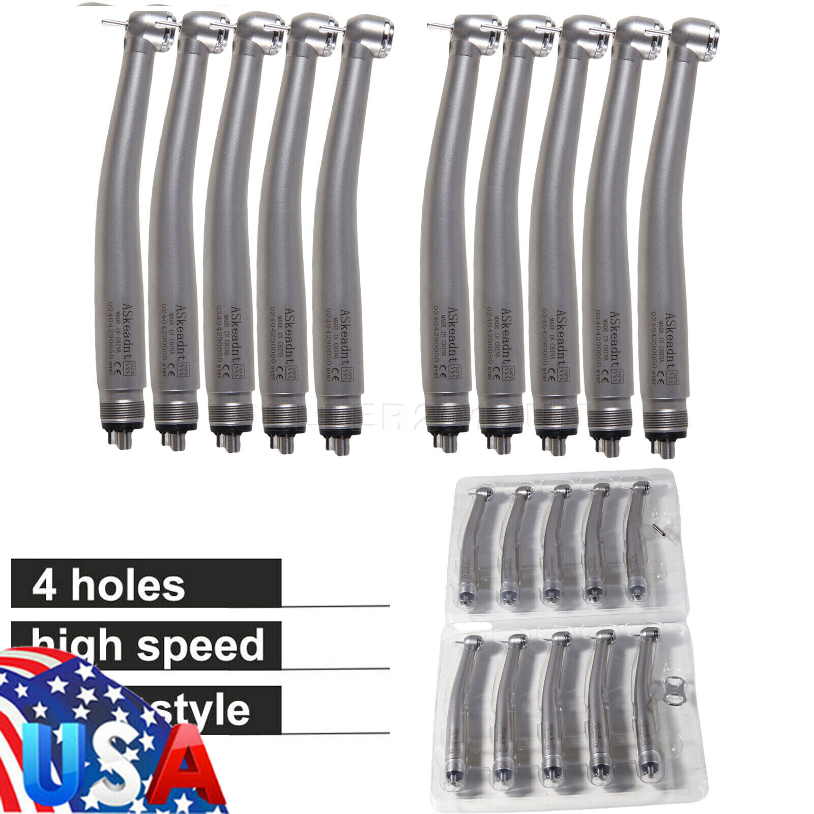 10 PCS Dental PANA MAX Style High Speed Handpiece Push Button 4 Hole Midwest