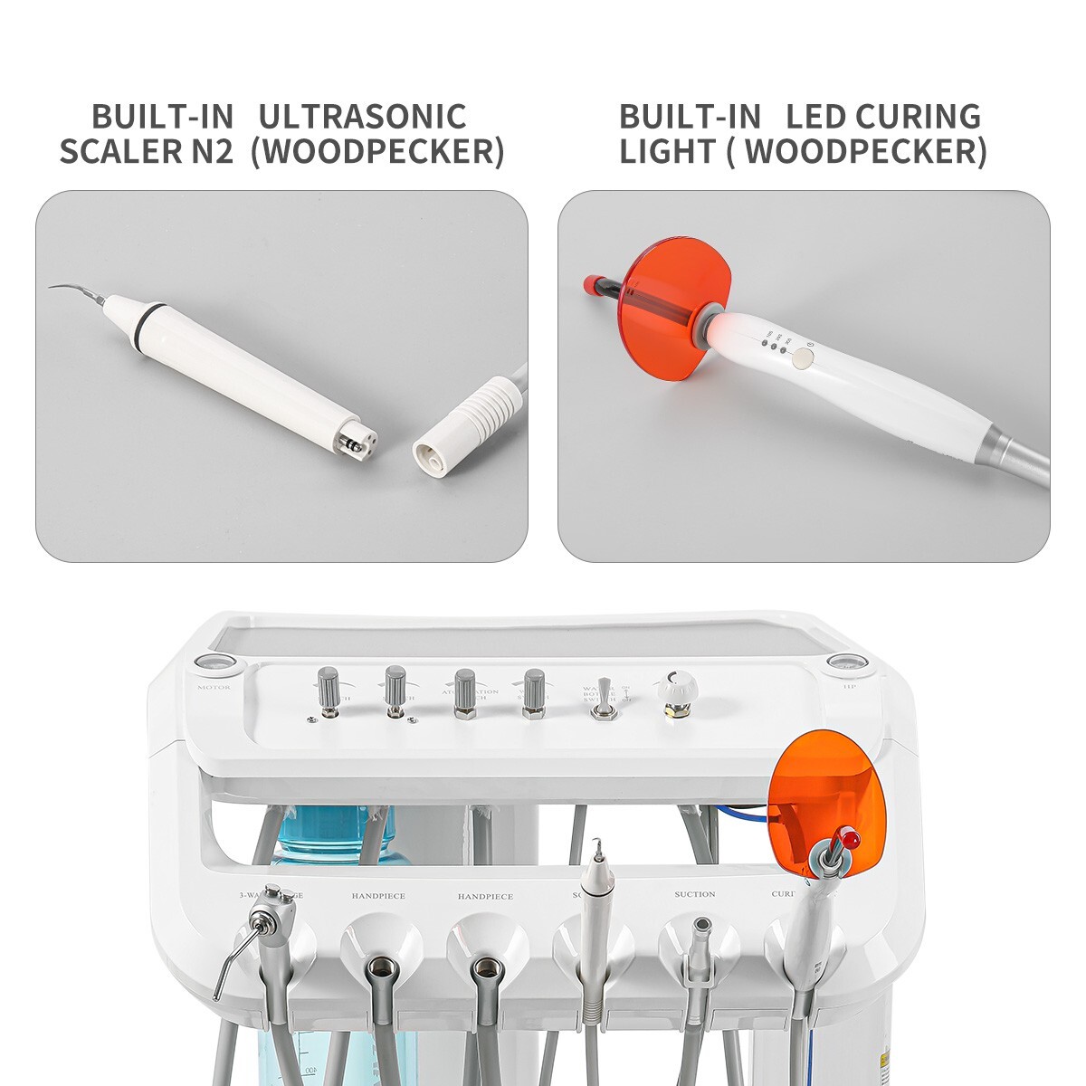 Portable Dental Mobile Delivery Unit System Air Compressor 4 Holes/Implant Motor