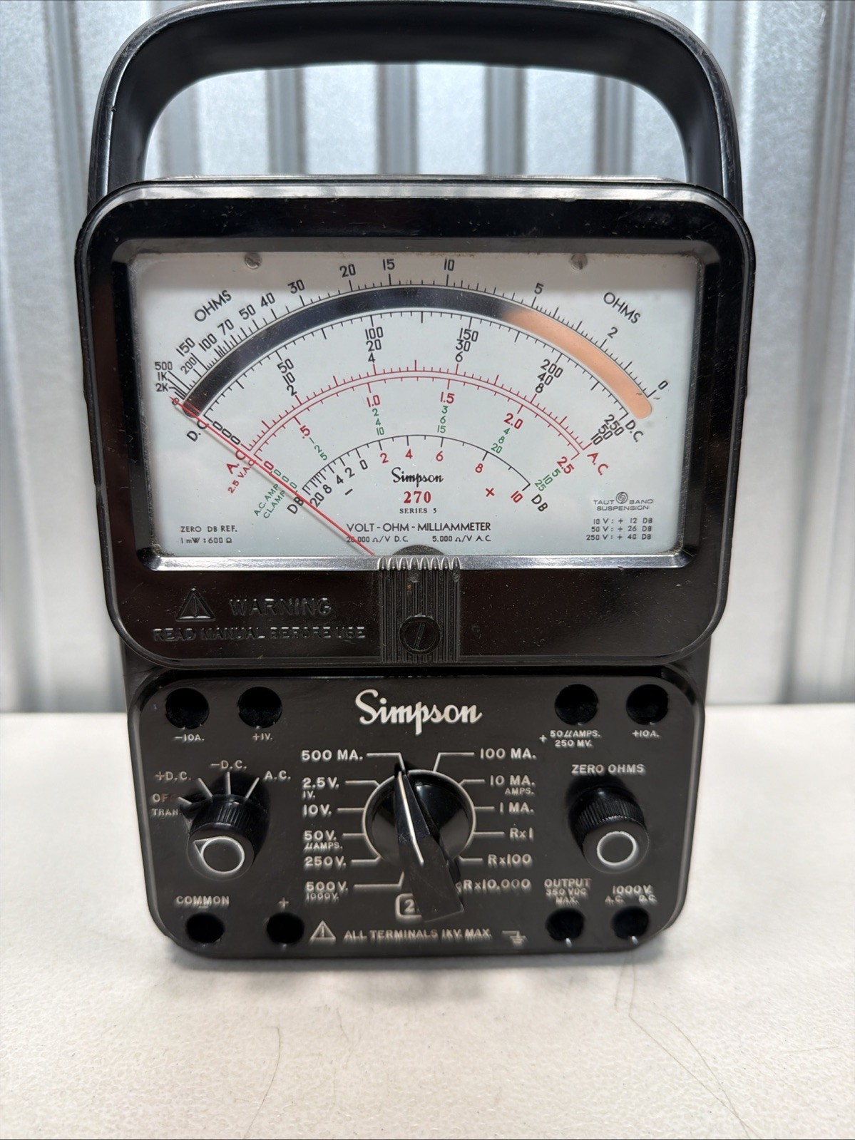 Simpson Series 3 Model 270 Taut Band Volt-Ohm-Milliammeter – Works!