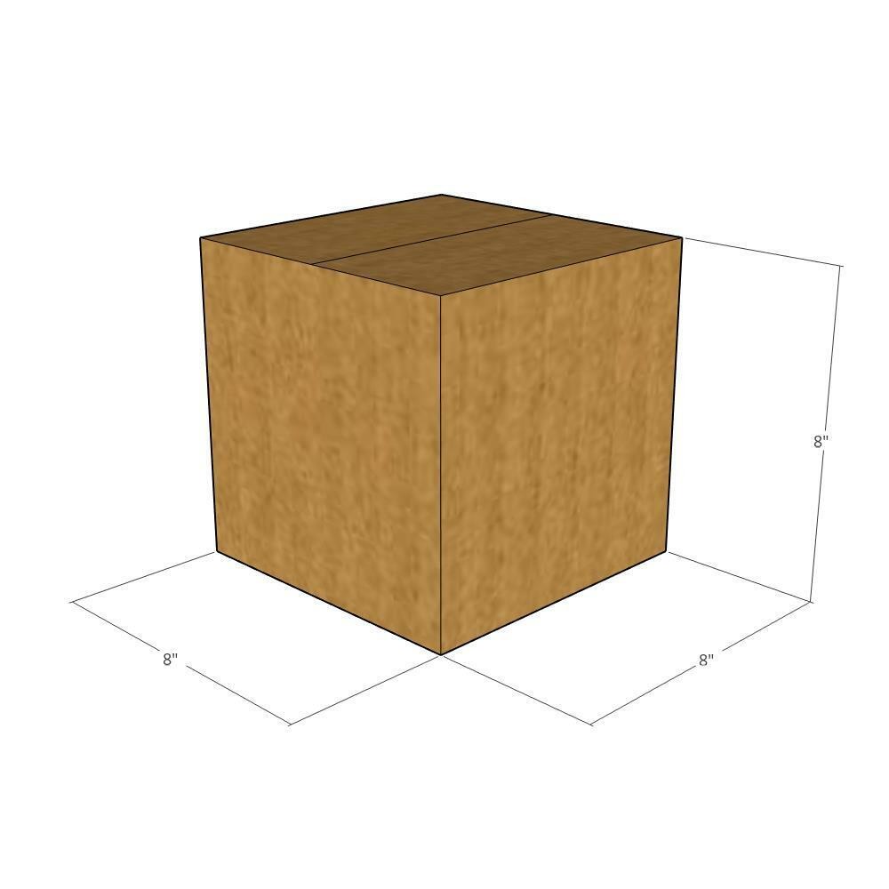 25 8x8x8 Kraft Brown Corrugated Shipping Boxes Multi-Depth 48 ECT Double-Wall
