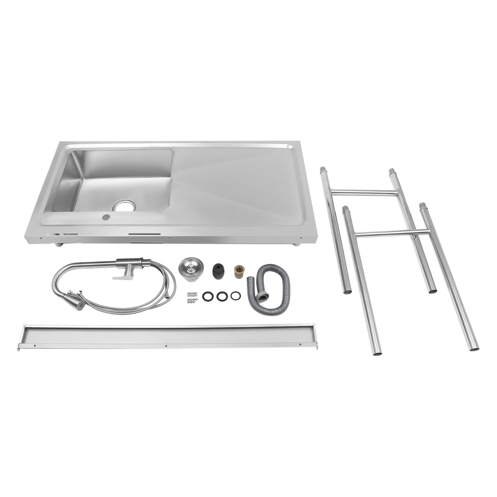 1 Compartment Kitchen Sink Prep Table With 360°Faucet Commercial Stainless Steel