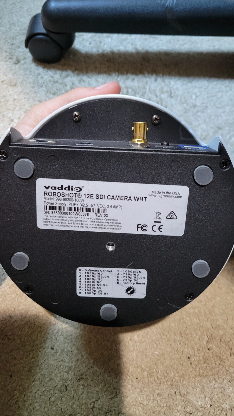 Vaddio ROBOSHOT 12E SDI Camera PTZ Model 998-99300-100W