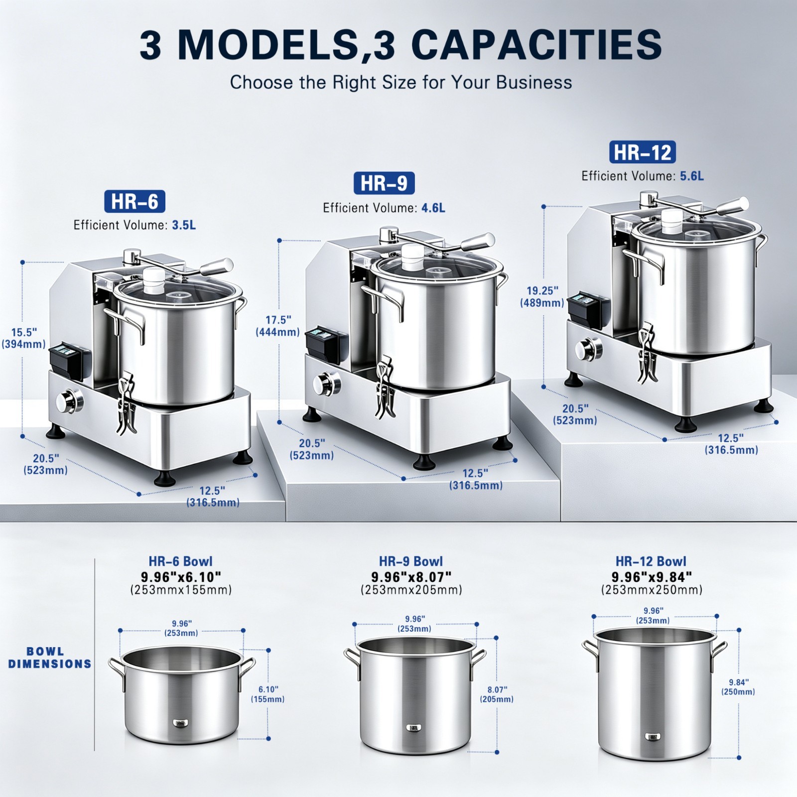 Hakka Commercial Food Processor 6L/9L/12L Electric Heavy-Duty Vegetable Cutter