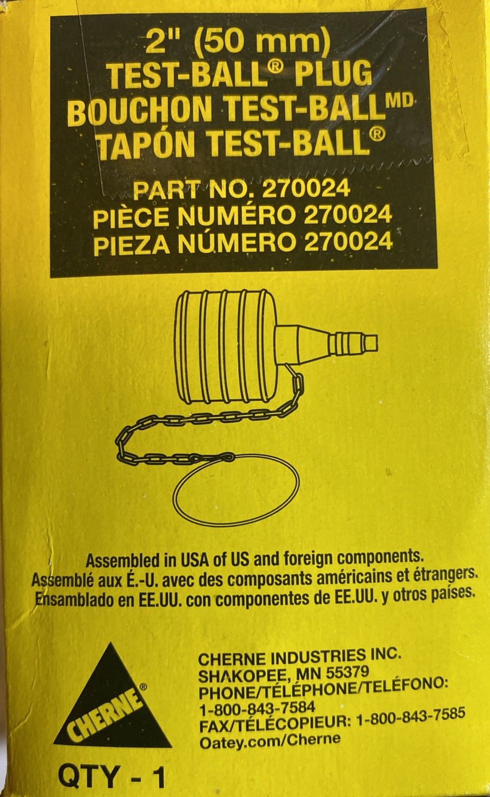 CHERNE 2 in. Rubber Test-Ball Pipe Plug, Model # 270024