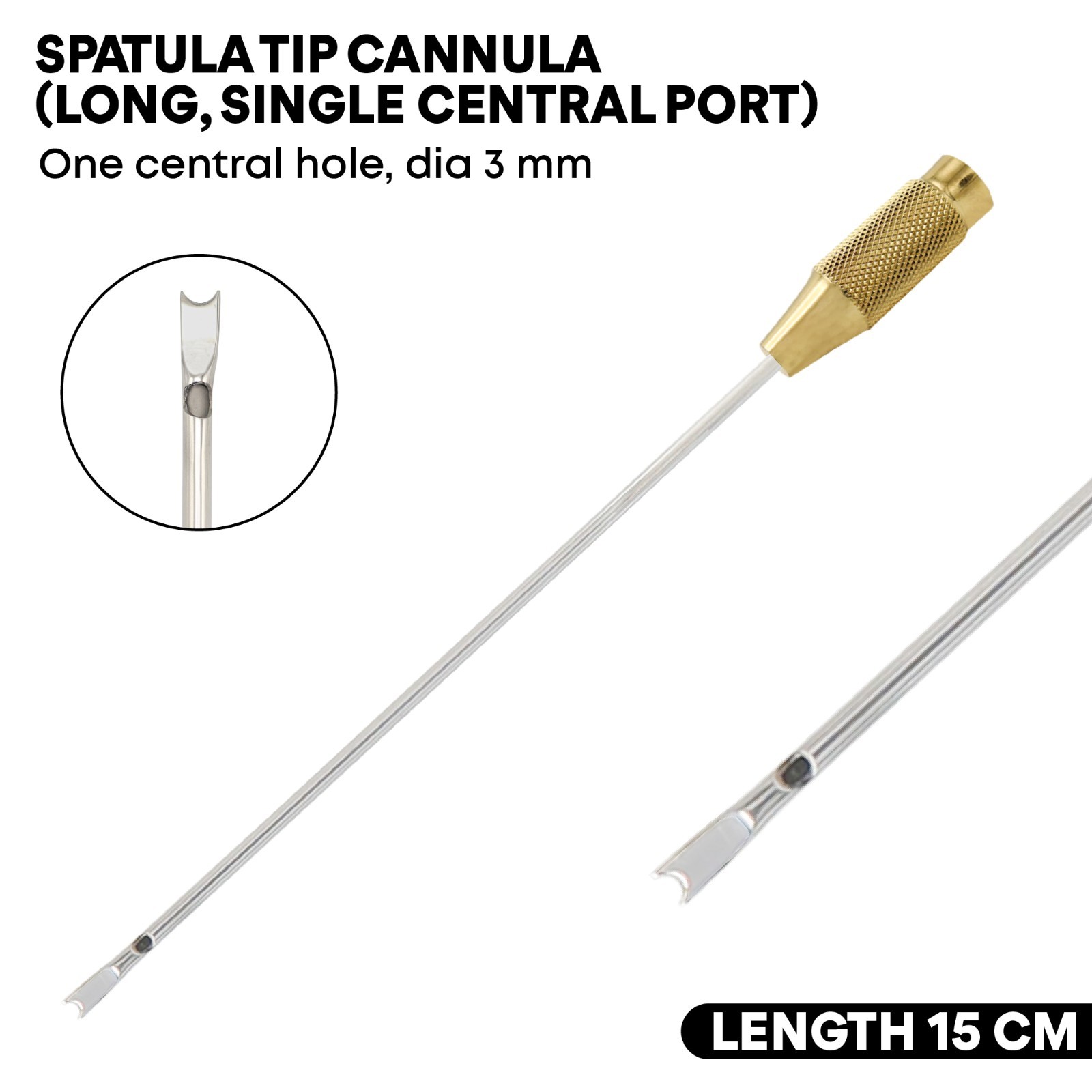 Liposuction Cannulas 1 Central Hole 3mm x 15cm Fat Transfer Plastic Surgery Tool