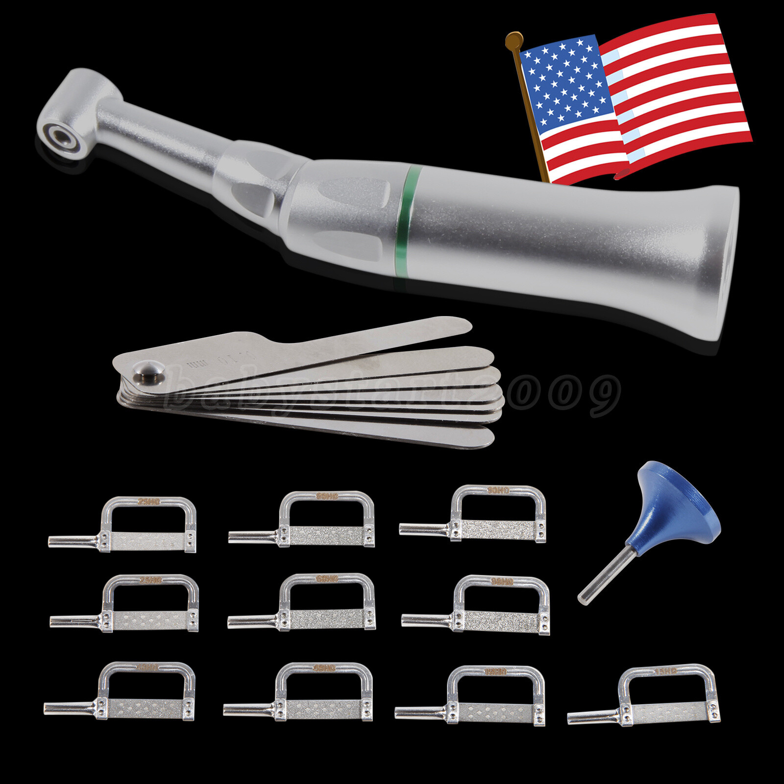 4:1 Reduction Dental Contra Angle IPR Handpiece+10x Interproximal Strips Kit CMA