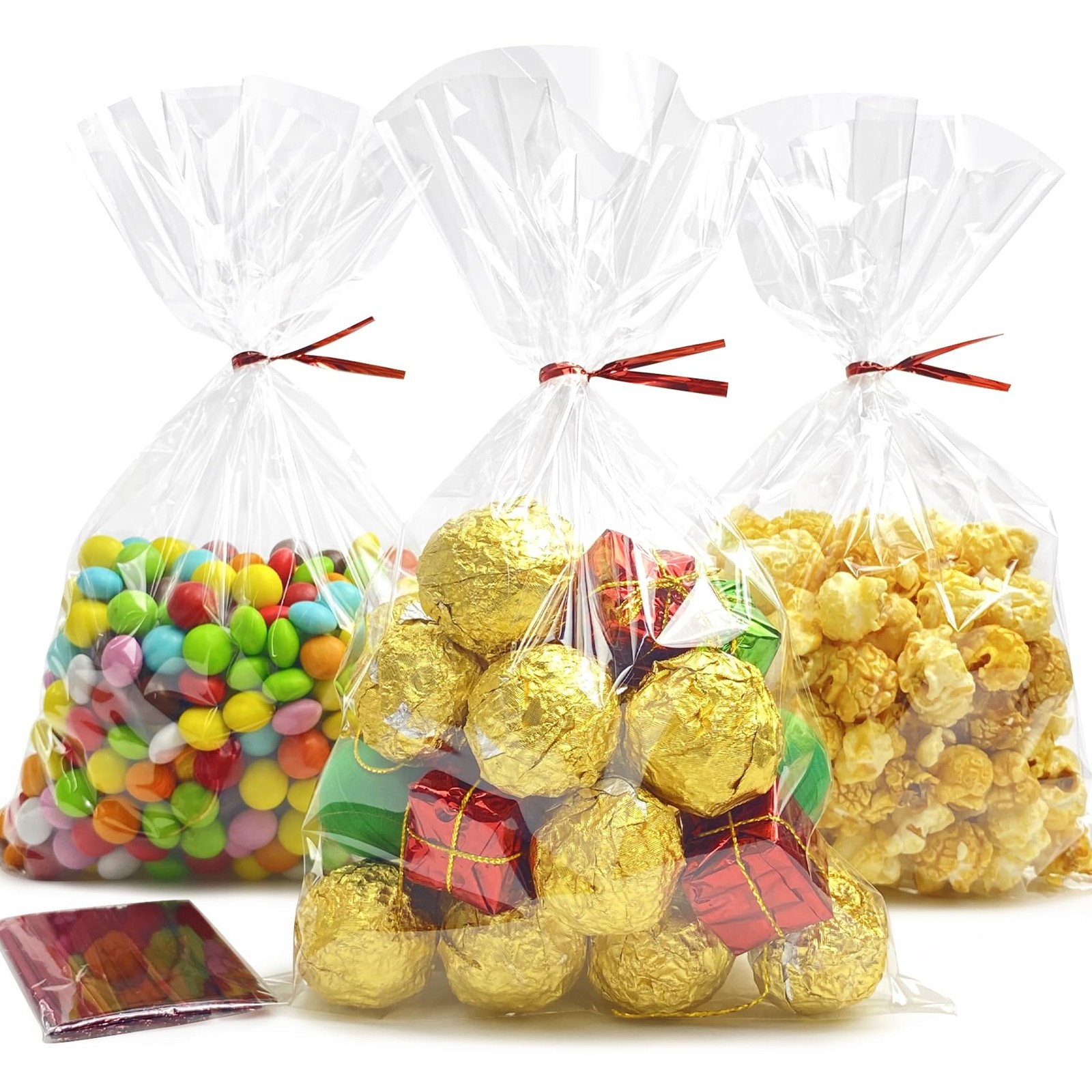 Cellophane Bags 6×10 Inches Clear Cellophane Treat Bags With Twist Ties,100 P…