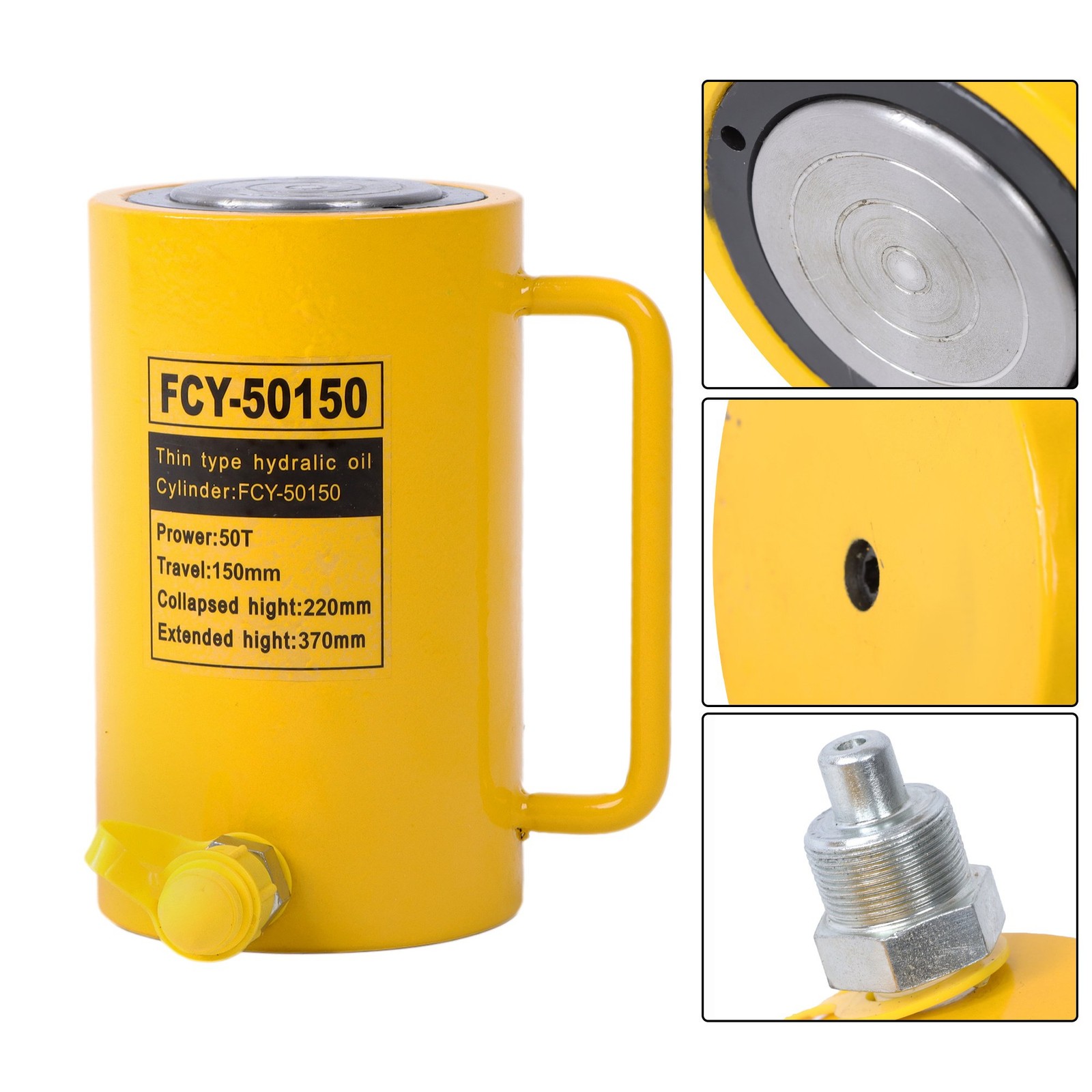 Solid Hydraulic Ram Cylinder Jack 50 Ton 6 Inch 150 mm Stroke Single Acting Pump