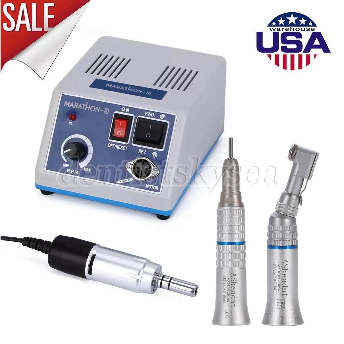Dental Marathon Electric Micromotor / Contra Angle Straight Handpiece/10*Burs AS