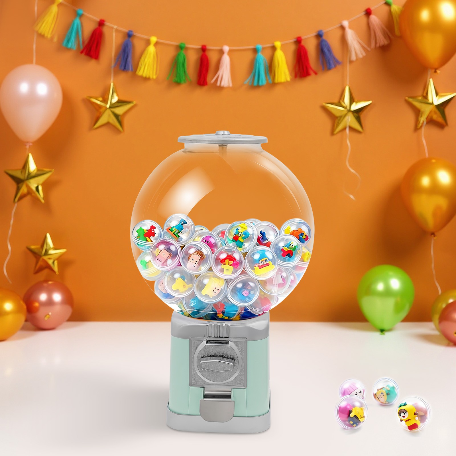 Gumball Machine With Coin Bank – Green Vintage Bubble Gum Candy Dispenser USA
