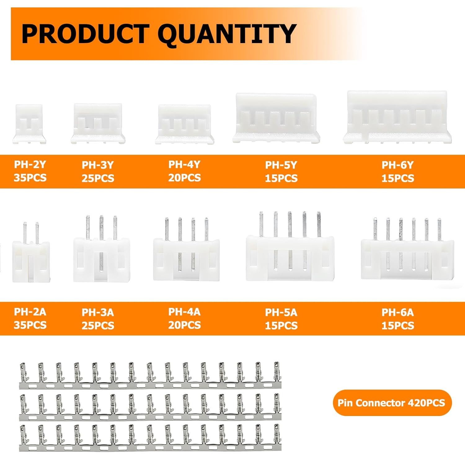 640PCS JST PH 2.0Mm Connector Kit Ph2.0Mm Adapter Cable Terminal Connectors Set