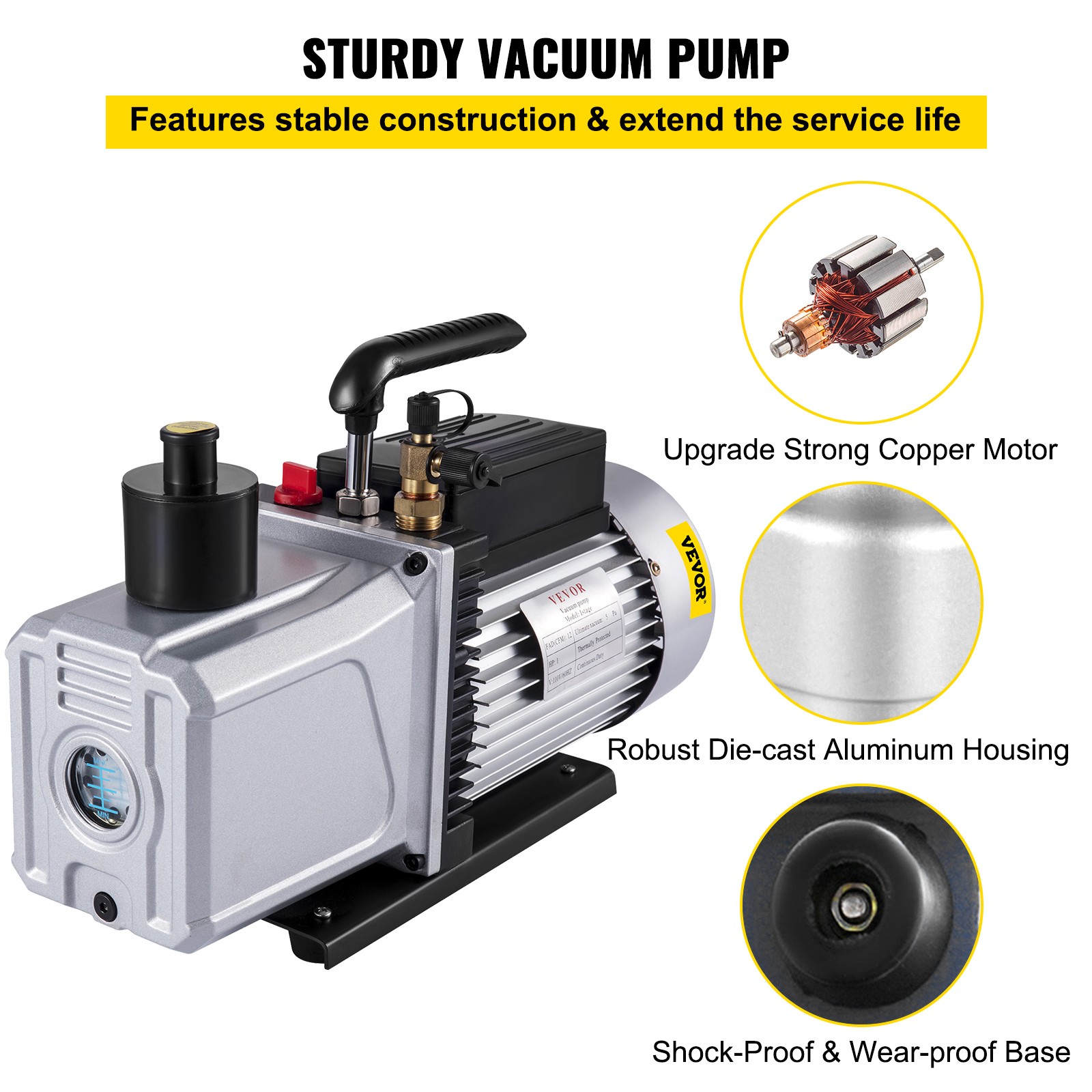 12CFM Vacuum Pump Single Stage Ultimate 3PA rotary vane 110V/60HZ ACTIVE DEMAND