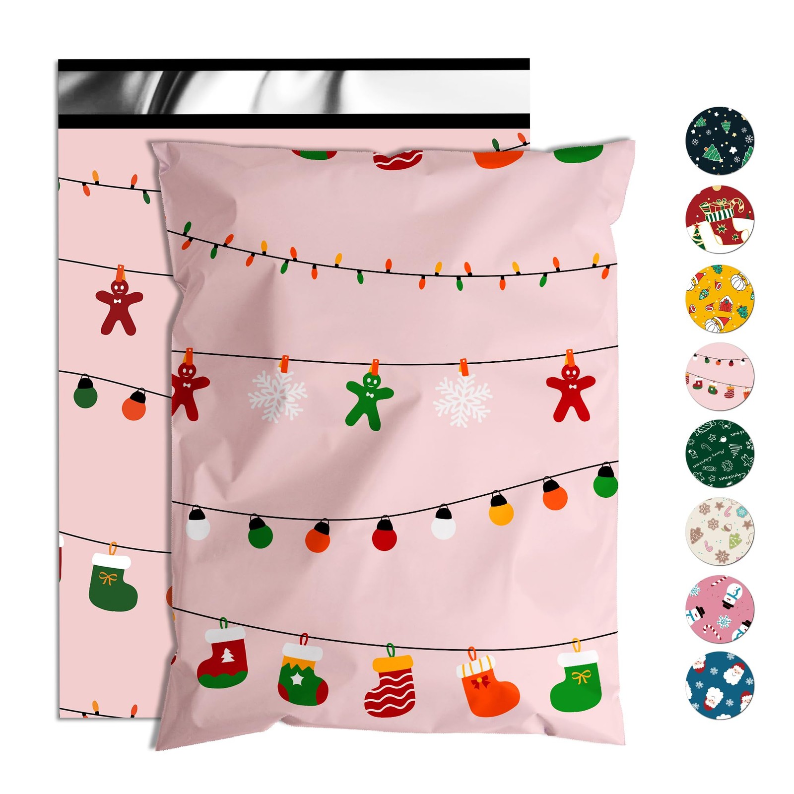 Jowlroel 50 Christmas Poly Mailer 12×15.5″ Waterproof Shipping Bags Festive
