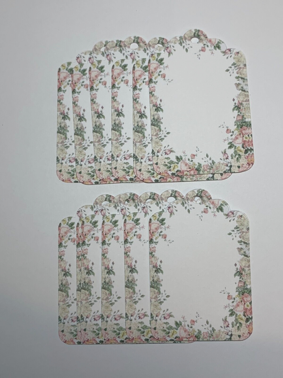 100 Scalloped Flower Print Merchandise Price Tags 3″H x 2″W
