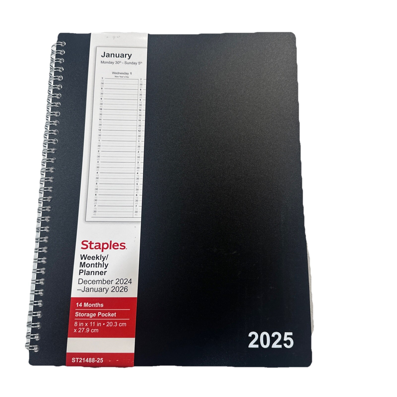 Staples Dec 24-jan 26 14 Month Planner 8.5″ x 11″ Weekly-Monthly Planner Black