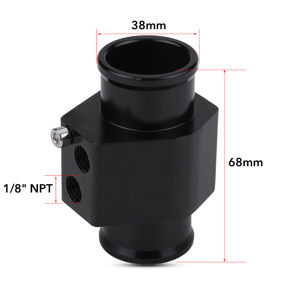 38MM 1.5 INCH 2-HOLE RADIATOR HOSE ADAPTER DUAL ELECTRIC FAN 1/8 NPT TEMP SWITCH
