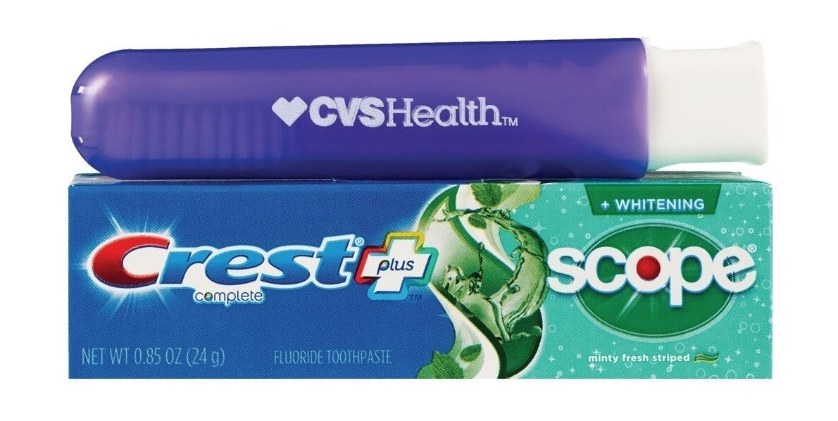 CVS Travel Toothbrush + CREST Complete Whiteng Toothpaste Colors Pack of 1 or 2