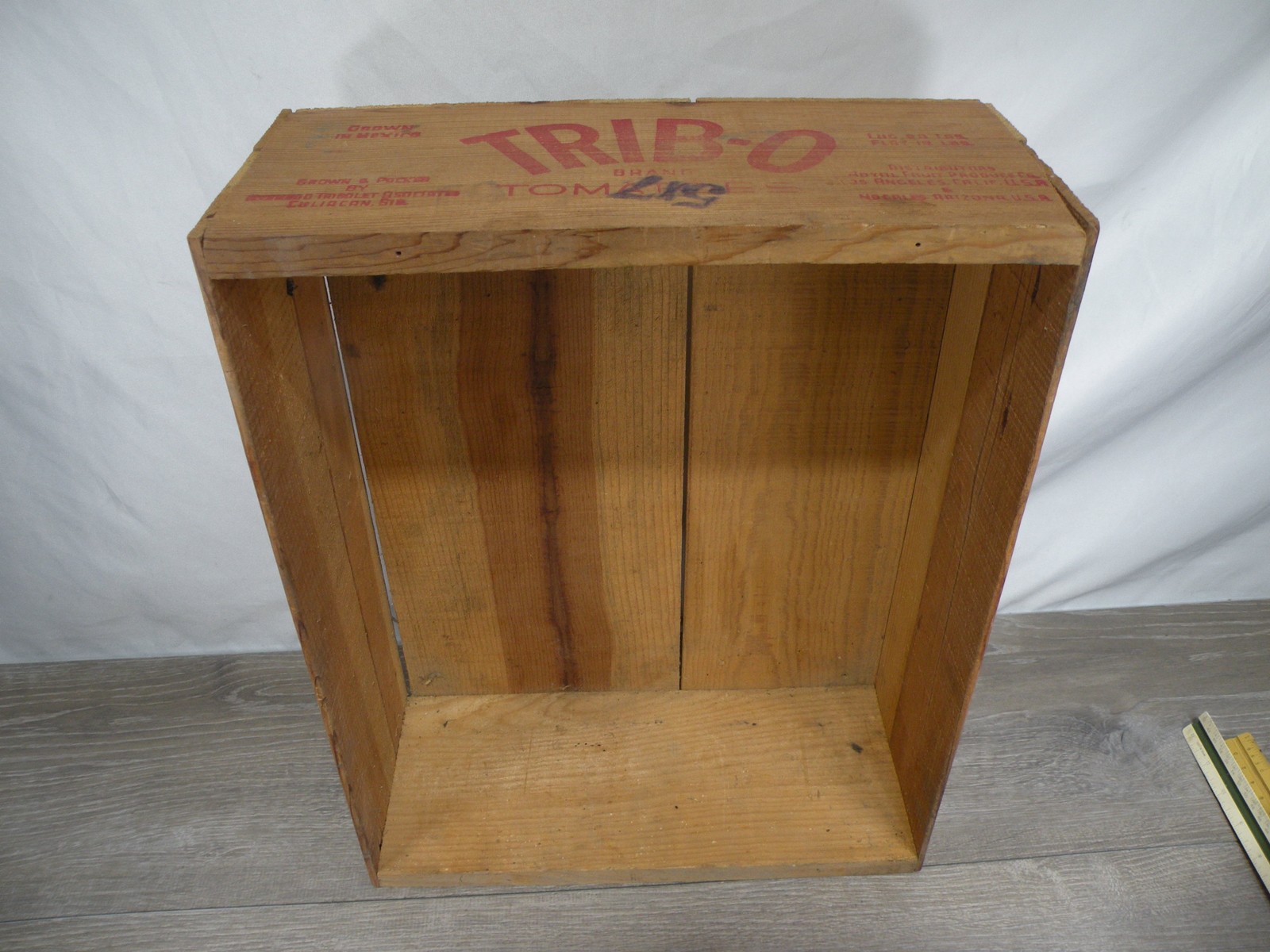 Vintage TRIB-O Brand Tomato Wood Crate Box Vine Ripened Produce Mexico