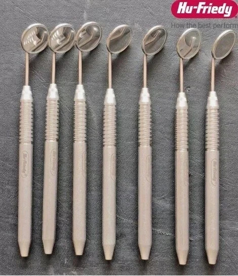 Lot of 12 Pcs Hu Friedy MH6 Dental Mirrors | Satin Steel Handles