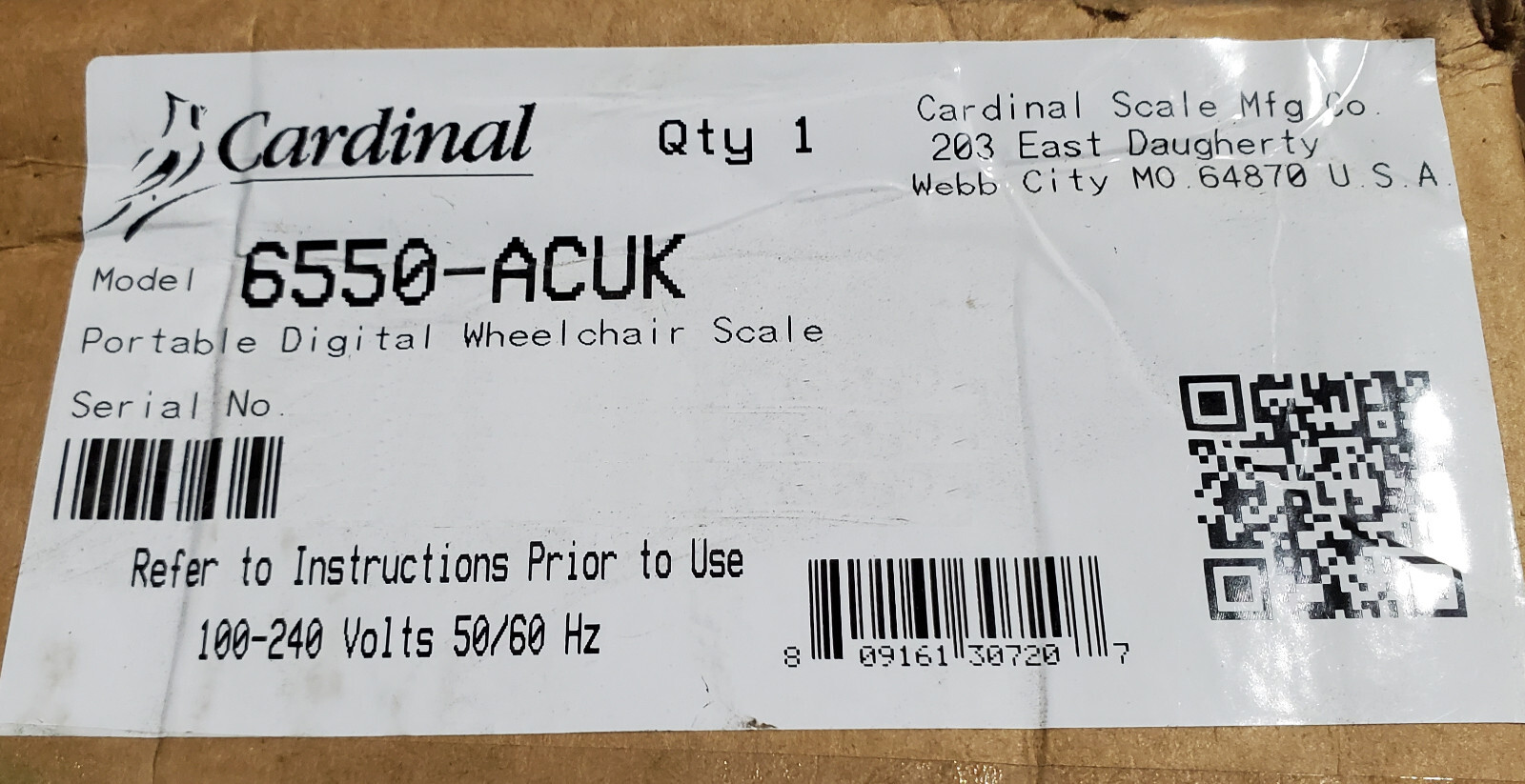 New Cardinal Detecto Digital Foldable Portable Wheelchair Scale 1000lb 6550-ACUK